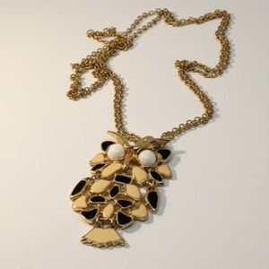 Vintage Articulated Enameled Owl Pendant Necklace